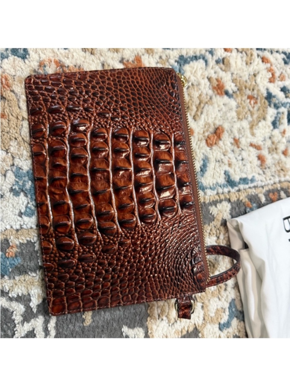 Brahmin Pecan Croc-Embossed Leather Tote with Wallet & Wristlet NWOT - Picture 6 of 7
